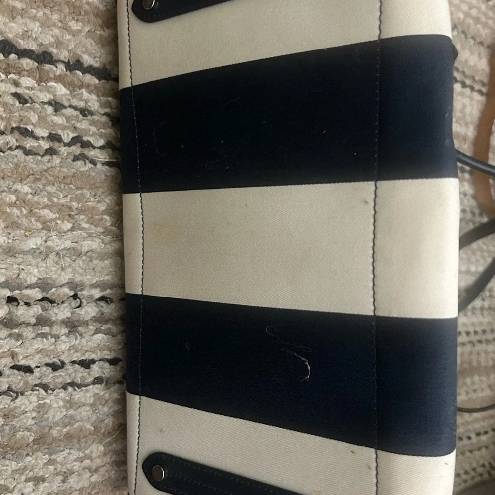 Kate Spade navy and Cream Vertical Stripe Tote - Picture 3 of 6